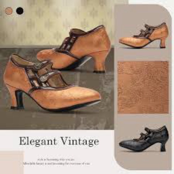 Vintage Bronze Heels with Cutout Design, Double Mary Jane Straps - Picture 8 of 8